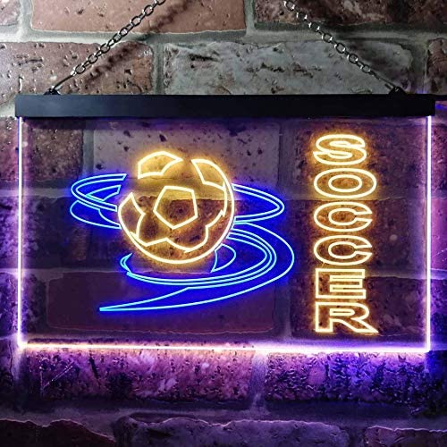 Kids Room Decor Soccer Dual LED Neon Light Sign